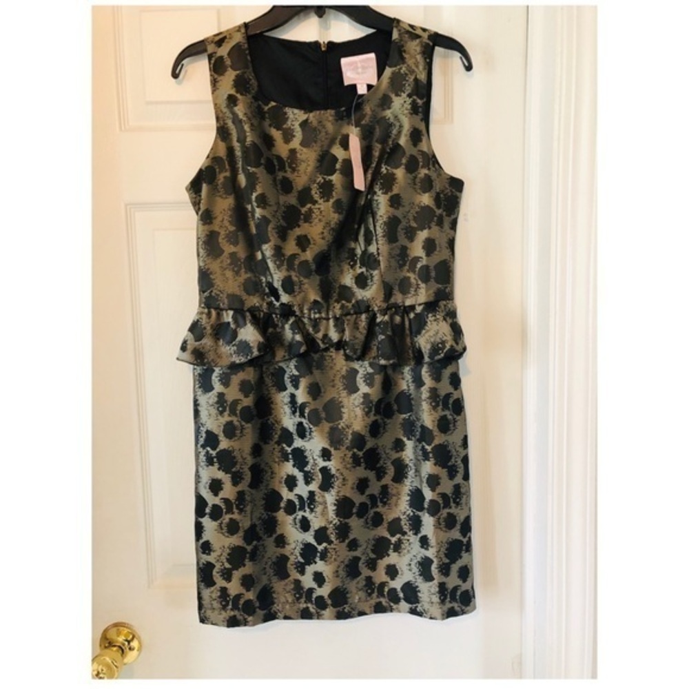 NWT ROMEO & JULIET golden polkadot ruffle peplum dress Size medium